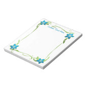 Elegante Blaue Flora Ecken Grüne Weinberge Notizblock (Rotiert)