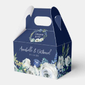 Elegante blaue Flora Moderne Winterhochzeit Geschenkschachtel (Vorderseite)