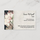 Elegante, blaue Flora und Fauna Visitenkarte (Rückseite)