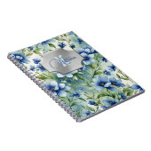 Elegante blaue Flora Wasserfarbe mit silber Plaque Notizblock (Rechte Seite)