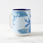 Elegante Blaue Flora Zweifarbige Tasse (Vorderseite Links)