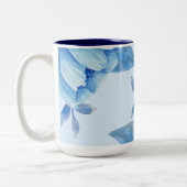 Elegante Blaue Flora Zweifarbige Tasse (Links)