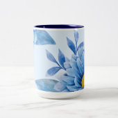 Elegante Blaue Flora Zweifarbige Tasse (Mittel)
