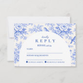 Elegante blaue Floral-Abschlussfeier RSVP Karte (Vorderseite)