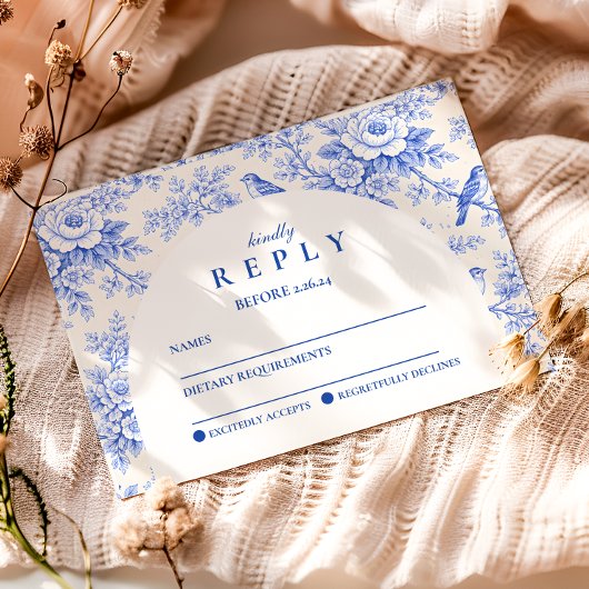 Elegante blaue Floral-Abschlussfeier RSVP Karte