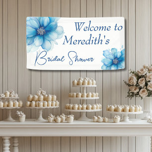 Elegante blaue Floral-Brautparty Banner