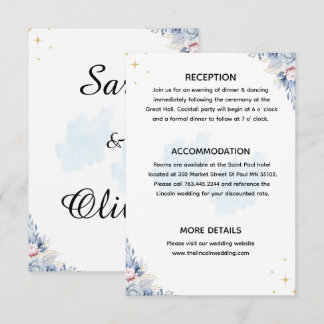 Elegante Blaue Florale Aquarellmalerei Begleitkarte