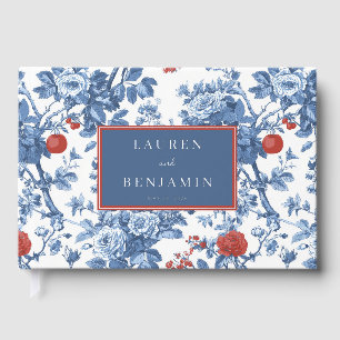 Elegante blaue florale botanische Illustration Gästebuch