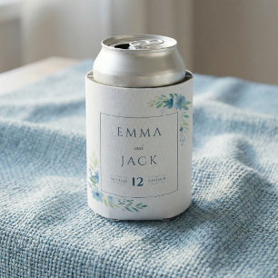Elegante blaue florale Hochzeit Dosenkühler