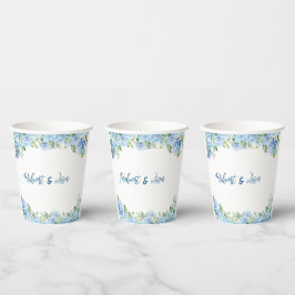 Elegante blaue florale Hochzeit  Pappbecher