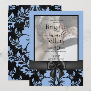 Elegante blaue florale Hochzeit "Save the Date" Einladung