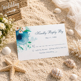 Elegante blaue florale Hochzeits-RSVP-Karte RSVP Karte