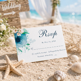 Elegante blaue florale Hochzeits-RSVP-Karte RSVP Karte