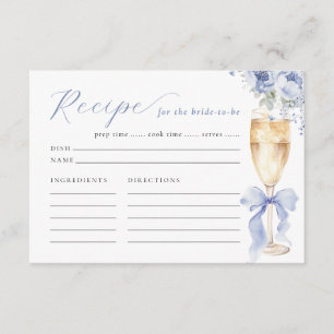 Elegante blaue florale Hochzeitsrezeptkarte Begleitkarte