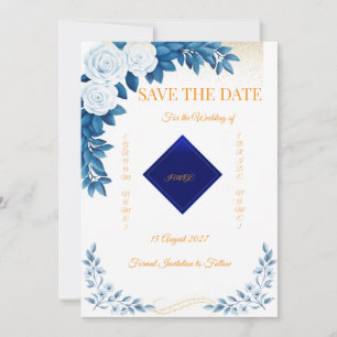 Elegante blaue florale Karte zur Vorankündigung de