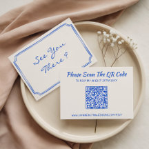 Elegante blaue florale QR-Code-Hochzeit