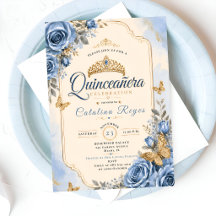 Elegante blaue florale Quinceañera