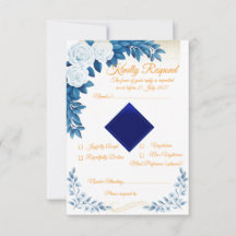 Elegante blaue florale RSVP-Karte