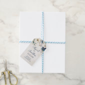 Elegante blaue florale Winterhochzeit Geschenkanhänger (Mit Garn)
