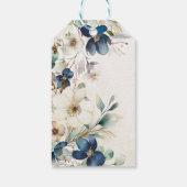 Elegante blaue florale Winterhochzeit Geschenkanhänger (Rückseite)