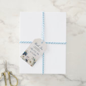 Elegante blaue florale Winterhochzeit Geschenkanhänger (Mit Garn)