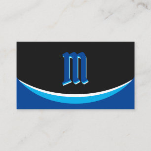 Elegante blaue Formen auf schwarzem Monogramm-3d-E Visitenkarte