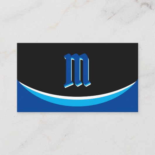 Elegante blaue Formen auf schwarzem Monogramm-3d-E Visitenkarte (Vorderseite)