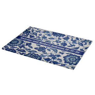 Elegante blaue französische Land-Chinoiserie-Namen Schneidebrett