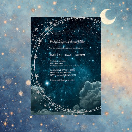 Elegante blaue Galaxie Himmelshochzeit Flat Card