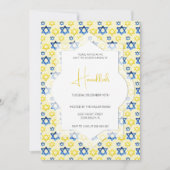 Elegante blaue gelbe Sterne von David Watercolor Einladung (Vorderseite)