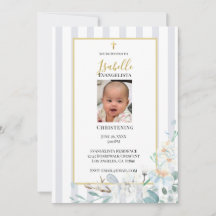 Elegante blaue Gold-Blumen-Tauf-Einladung