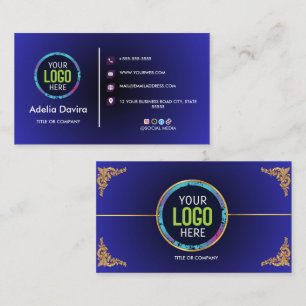 Elegante blaue Gold professionelle Visitenkarte
