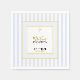 Elegante Blaue Gold-Taufe Serviette