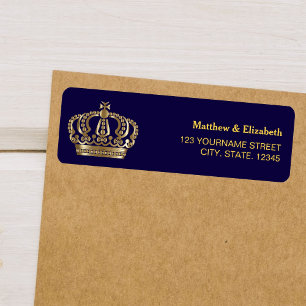 Elegante Blaue Goldene Kronen Hochzeit
