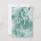 Elegante blaue/grüne Wasserfarbe mit Optionen für RSVP Karte (Rückseite)