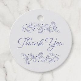 Elegante blaue handgezeichnete florale Ranken Geschenkanhänger