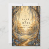 Elegante blaue Herbsthochzeit Save The Date (Vorderseite)