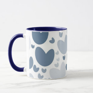 Elegante Blaue-Herzen-Ästhetik-Zweifarben-Kaffeeta Tasse