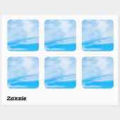 Elegante Blaue Himmel Wolken Natur Moderne Vorlage Quadratischer Aufkleber (Blatt)