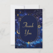 Elegante blaue Hochzeit Dankeskarte (Vorderseite)