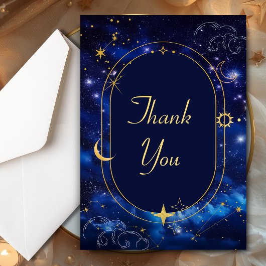 Elegante blaue Hochzeit Dankeskarte