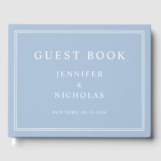 Elegante Blaue Hochzeit Gästebuch (Vorderseite)