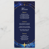 Elegante blaue Hochzeit Menükarte (Vorderseite)