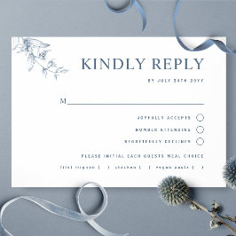 Elegante blaue Hochzeit mit/ohne UAWG RSVP Karte