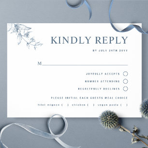 Elegante blaue Hochzeit mit/ohne UAWG RSVP Karte