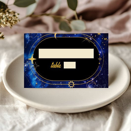 Elegante blaue Hochzeit Platzkarte