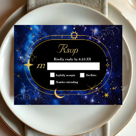 Elegante blaue Hochzeit RSVP Karte