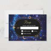 Elegante blaue Hochzeit RSVP Karte (Vorderseite)