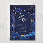 Elegante blaue Hochzeit Save The Date (Vorderseite)