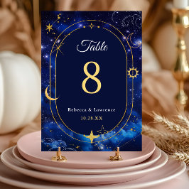 Elegante blaue Hochzeit Tischnummer
